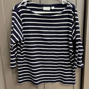 L.L. Bean Navy and White Striped Shirt